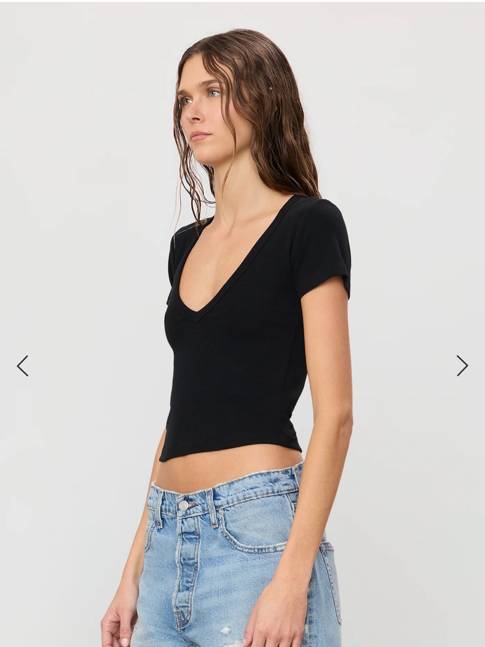 Like New Eterne Butter Rib Short Sleeve V-Neck  Baby Tee